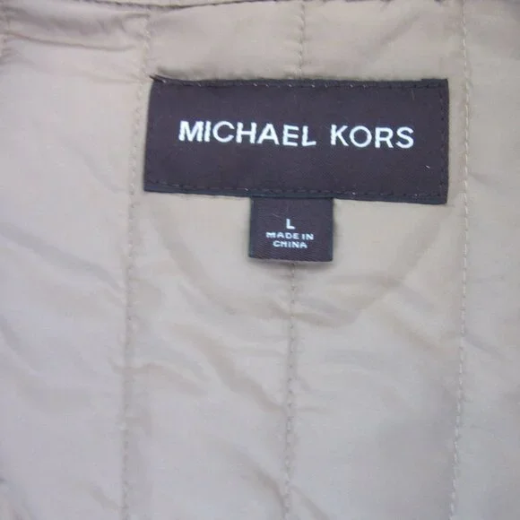 Michael Kors Tan Removable Vest Mock Neck Pockets Zip Long Sleeve Large Jacket - Picture 3 of 10